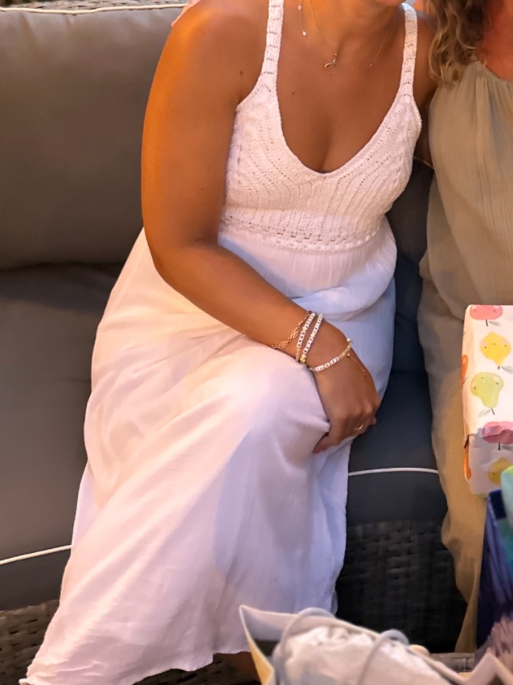 Sincerely Jules White Knit-Top Maxi Dress